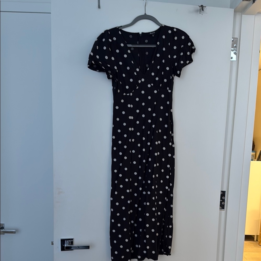 Madewell Black Dress with White Polka Dots